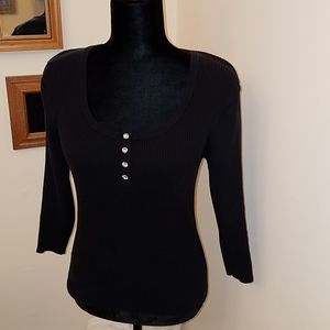 BOSTON PROPER Scooped Neck Ribbed Sweater